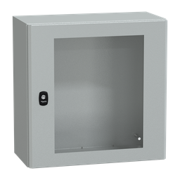 NSYS3D5525T – Wall mounted steel enclosure, PanelSeT S3D, transparent door, without mounting plate, 500x500x250mm, IP66, IK08