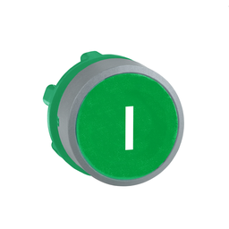 ZB5AA331C0 – Push button head, Harmony XB5, plastic, flush, green, 22mm, spring return, marked I, grey bezel