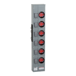 EZM116125 – Branch unit, EZ Meter-Pak, 125A, 6 x 4 jaw sockets, 120/240VAC, no bypass, ringed, 800A Al busbar