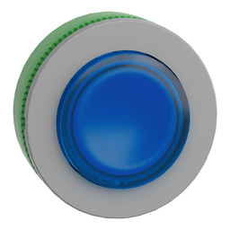 ZB5FW163C0 – Head for illuminated push button, Harmony XB5, grey bezel, blue projecting, 30mm, universal LED, spring return, unmarked