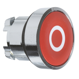 ZB4BA432 – Head for non illuminated push button, Harmony XB4, metal, flush, red, 22mm, spring return, marked O