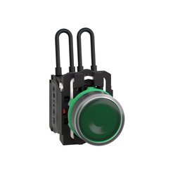 XB5AW23B5 – Push-to-test pilot light, Harmony XB5, plastic, green, universal LED, screw clamp terminals, 24V