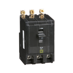 QOB360VH – Mini circuit breaker, QO, 60A, 3 pole, 120/240VAC, 22kA, bolt on