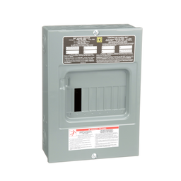 QO612L100SCP – Load center, QO, 1 phase, 6 spaces, 12 circuits, 100A fixed main lugs, NEMA1, surface cover, consumer pack