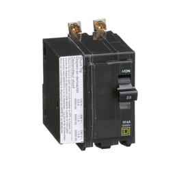 QOB2201021 – Mini circuit breaker, QO, 20A, 2 pole, 120/240VAC, 10kA, bolt on, AC shunt