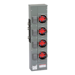 EZM114125 – Branch unit, EZ Meter-Pak, 125A, 4 x 4 jaw sockets, 120/240VAC, no bypass, ringed, 800A Al busbar