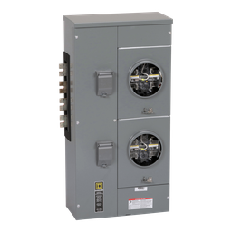 EZML312225 – Branch unit, EZ Meter-Pak, 225A, 2 x 5 jaw sockets, 208Y/120VAC, lever bypass, ringless, 1200A Al/Cu busbar