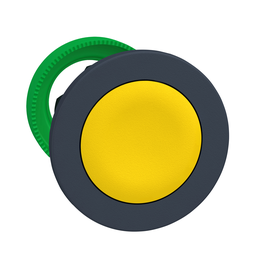 ZB5FA5 – Antimicrobial Flush mounted push button head, Harmony XB5, plastic, yellow, 30mm, spring return, unmarked