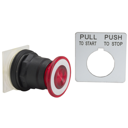9001SKR8R – Push-button head, Harmony 9001SK, plastic, mushroom 41mm, red, 30mm, 3 positions, return to center