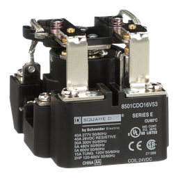 8501CDO16V53 – Power Relay, Type C, 2 hp, 30A resistive at 300VAC, DPDT, 2 normally open and 2 normally closed contact, 24VDC coil