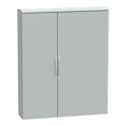 NSYPLAT15123G – Floor standing polyester enclosure, Thalassa PLA, plain door, ventilated canopy, 1500x1250x320mm, IP44, IK10