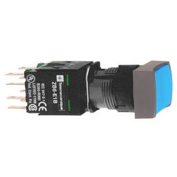 XB6DA61B – Complete push button, Harmony XB6, blue rectangular flush pushbutton Ø 16 spring return 1 NO unmarked