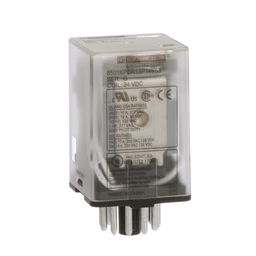 8501KPDR13P14V53 – Plug in relay, Type KP, tubular, 1 HP at 277 VAC, 10A resistive at 120 VAC, 11 pin, 3PDT, 3 NO, 3 NC, 24 VDC coil, light