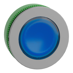 ZB5FW363C0 – Head for illuminated push button, Harmony XB5, grey bezel, blue flush mounted, 30mm, universal LED, plain lens
