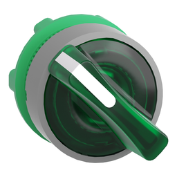 ZB5AK1433C0 – Head for illuminated selector switch, Harmony XB5, grey bezel, green handle, 22mm, universal LED, 2 positions, right to left spring return