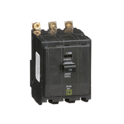 QOB315 – Mini circuit breaker, QO, 15A, 3 pole, 120/240VAC, 10kA, bolt on