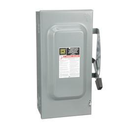 D323N – Safety switch, general duty, fusible, 100A, 3 pole, 30hp, 240VAC, NEMA 1, neutral factory installed