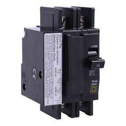 QOU2101021 – Mini circuit breaker, QOU, 10A, 2 pole, 120/240 VAC, 10kA, shunt trip