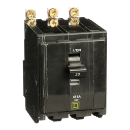 QHB320 – Mini circuit breaker, QO, 20A, 3 pole, 120/240VAC, 65kA, bolt on