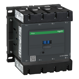 LC1D115004B7 – IEC contactor, TeSys Deca, nonreversing, 200A resistive, 4 pole, 4 NO, 24VAC 50/60Hz coil, open style