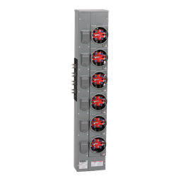 EZMR316125 – Branch unit, EZ Meter-Pak, 125A, 6 x 5 jaw sockets, 208Y/120VAC, no bypass, ringless, 800A Al busbar