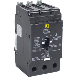 EJB36035 – Mini circuit breaker, E-Frame, 35A, 3 pole, 600Y/347VAC, 100kA max, bolt on