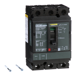 HLL36070 – Circuit breaker, PowerPacT H, 70A, 3 pole, 600VAC, 50kA, lugs, thermal magnetic, 80%