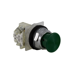 9001KR24GH13 – Push-button, Harmony 9001K, metal, mushroom 35mm, green, 30mm, spring return, 1 C/O