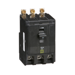 QOB350VH – Mini circuit breaker, QO, 50A, 3 pole, 120/240VAC, 22kA, bolt on
