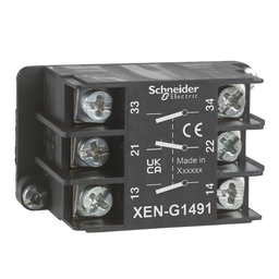 XENG1491 – Single contact block, Harmony XAC, spring return, single speed, spring return, front mounting, 2NO 1NC