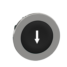ZB4FA335 – Flush mounted push button head, Harmony XB4, metal, black, 30mm, spring return, marked DOWN ARROW