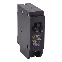 HOMT3015 – Tandem circuit breaker, Homeline, 1 x 1 pole at 30A, 1 x 1 pole at 15A, 120/240VAC, 10kA AIR, plug in, UL