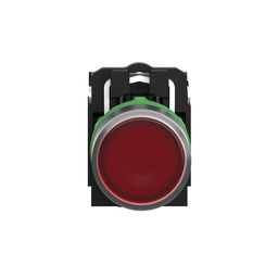 XB5AW34G5 – Illuminated push button, Harmony XB5, plastic, red flush, 22mm, universal LED, plain lens, 1NO   1NC, 110…120V AC