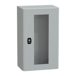 NSYS3D5320T – Wall mounted steel enclosure, PanelSeT S3D, transparent door, without mounting plate, 500x300x200mm, IP66, IK08