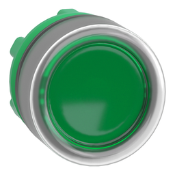 ZB5AW533C0 – Head for illuminated push button, Harmony XB5, grey bezel, green flush, 22mm, universal LED, plain lens, clear boot