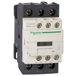T02AN13B7 – NEMA Contactor, TeSys N, nonreversing, Size 00, 9A, 2HP at 460VAC, 3 pole, 3 phase, 24VAC 50/60Hz coil, open