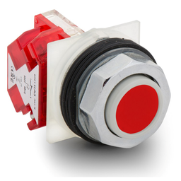 9001KR3RH6 – Push-button, Harmony 9001K, metal, projecting, red, 30mm, spring return, 1 NC