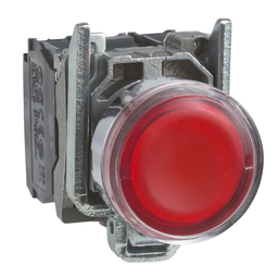 XB4BW3465 – Illuminated push button, Harmony XB4, metal, flush, red, 22mm, spring return, lt 250V, 1NO 1NC