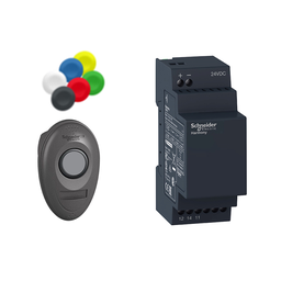 XB5RMB03 – Pack with 1 wireless and batteryless push button  1 non configurable receiver   1 set of caps, Harmony XB5, plastic, 22mm, 24V DC