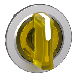ZB4FK1383 – Head for illuminated selector switch, Harmony XB4, metal, yellow handle, flush mounted, 30mm, universal LED, 3 positions