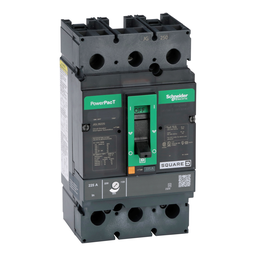 JGL26225 – Circuit breaker, PowerPacT J, 225A, 2 pole, 600VAC, 18kA, lugs, thermal magnetic, 80%