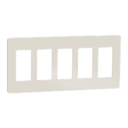 SQWP141005LA – Cover frame, X Series, 5 gangs, screwless, light almond, matte finish