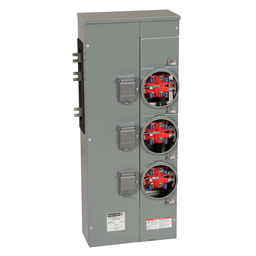 EZMR113225 – Branch unit, EZ Meter-Pak, 225A, 3 x 5 jaw sockets, 120/240VAC, no bypass, ringless, 800A Al busbar