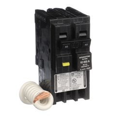 HOM240GFIC – Mini circuit breaker, Homeline, 40A, 2 pole, 120/240 VAC, 10 kA AIR, ground fault class A, plug in, UL