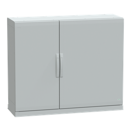 NSYPLAZ10124G – Floor standing polyester enclosure, Thalassa PLA, plain door, open bottom, 1000x1250x420mm, IP54, IK10