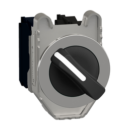 XB4FD25 – Selector switch flush mounted, Harmony XB4, metal, black, 30mm, 2 positions, stay put, 1NO 1NC