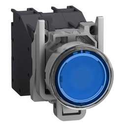 XB4BP683BM5GEX – Complete illuminated push button, Harmony XB4 – ATEX D, metal, blue flush, 22mm, spring return, booted, 1NO, 24…254V AC/DC