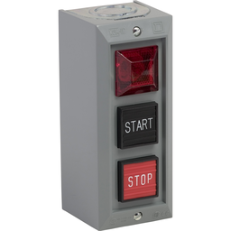 9001BG308 – Push button, Type B, standard duty control station, 5A, 600 VAC, START/STOP, red pilot light, NEMA 1