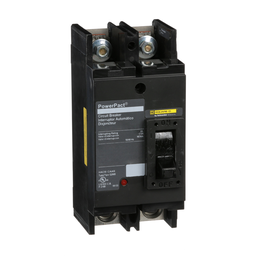 QGP22125TM – Circuit breaker, PowerPacT Q, 125A, 2 pole, 240VAC, 65kA, lugs, thermal magnetic, 80%, bottom of panel