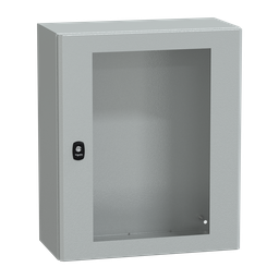 NSYS3D6525T – Wall mounted steel enclosure, PanelSeT S3D, transparent door, without mounting plate, 600x500x250mm, IP66, IK08